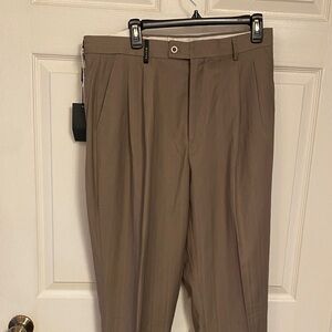 Men's Brown Pleated Dress Pants — Tailored Pleat Front